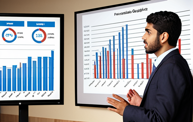 **
A young, ambitious political analyst, smartly dressed, giving an engaging presentation. The background shows graphs and charts illustrating policy analysis data. Focus on conveying passion and professionalism. Include Arabic calligraphy in the background subtly referencing "future" or "opportunity."
**