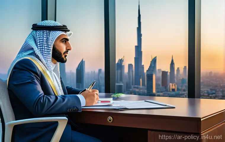 정책분석사와 지역사회 프로젝트 - **Prompt:** A highly intelligent and visionary Arab policy analyst, dressed in modest yet modern pro...