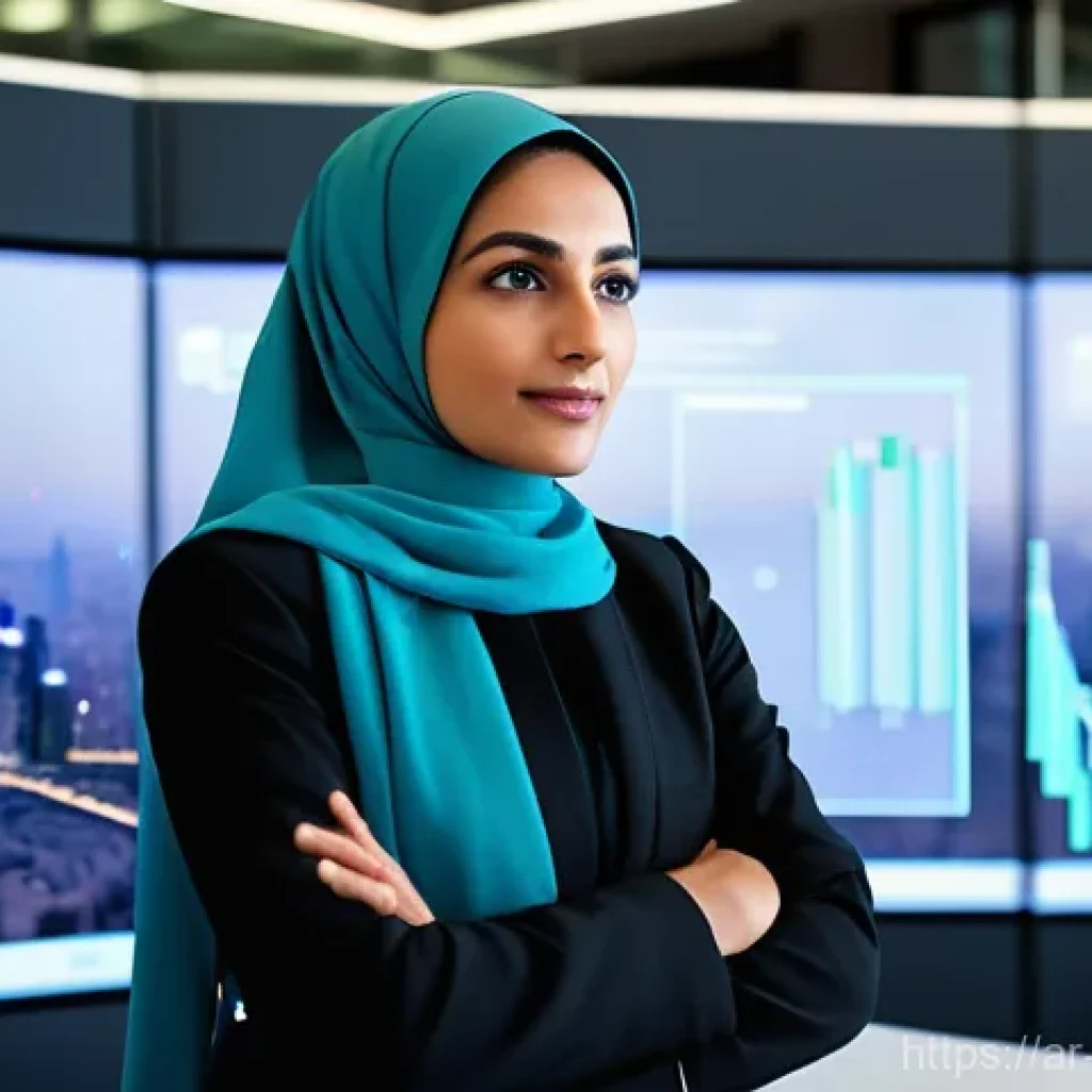 정책분석사와 효율적 업무 배분법 - **Prompt:** A discerning policy analyst of Arab descent, a woman in her late 30s, stands confidently...