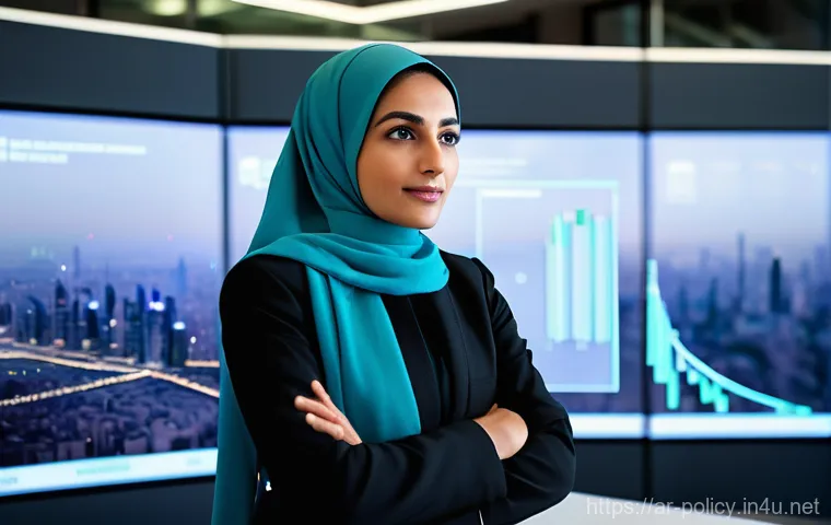 정책분석사와 효율적 업무 배분법 - **Prompt:** A discerning policy analyst of Arab descent, a woman in her late 30s, stands confidently...