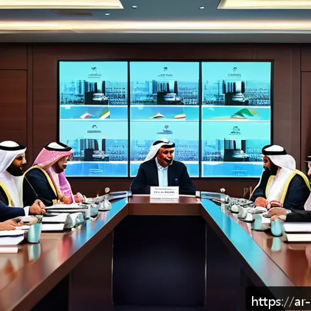 정책분석사와 글로벌 정책 변화 분석 - A detailed scene showing a diverse group of Arab political analysts and economists in a modern confe...