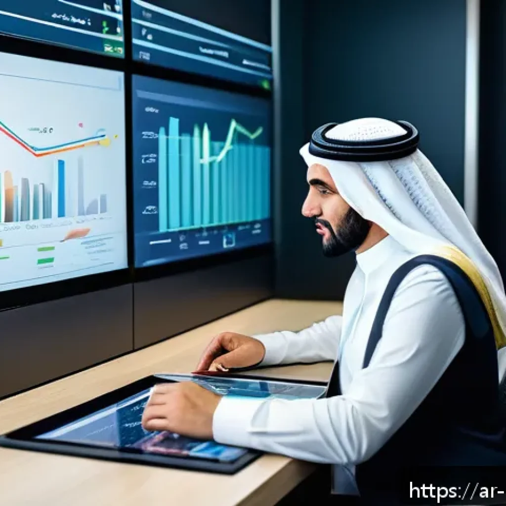 정책분석사와 데이터 분석 사례와 성공 요인 연구 - A modern Middle Eastern office setting featuring a diverse group of professional Arab analysts and m...