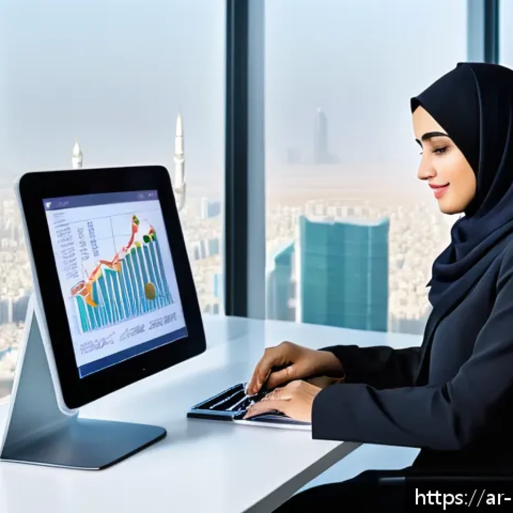 정책분석사와 국가별 정책 사례 비교 - A sophisticated Middle Eastern policy analyst office scene, showing a professional Arab woman in mod...