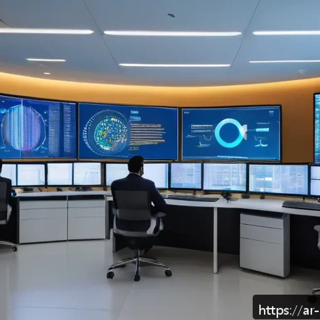 정책분석사와 데이터 활용 사례 연구 - A modern data analysis control room filled with large digital screens displaying big data visualizat...