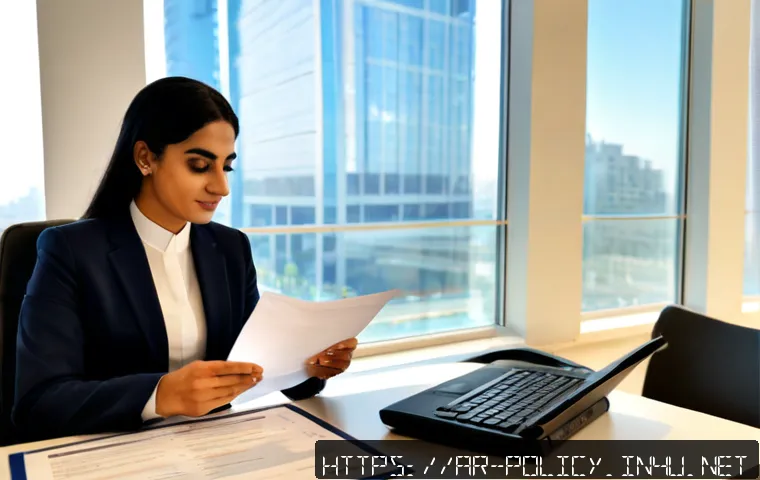 정책분석사 자격증 갱신 요건 - Photorealistic Middle Eastern policy analyst in modest professional attire reviewing a certificate r...